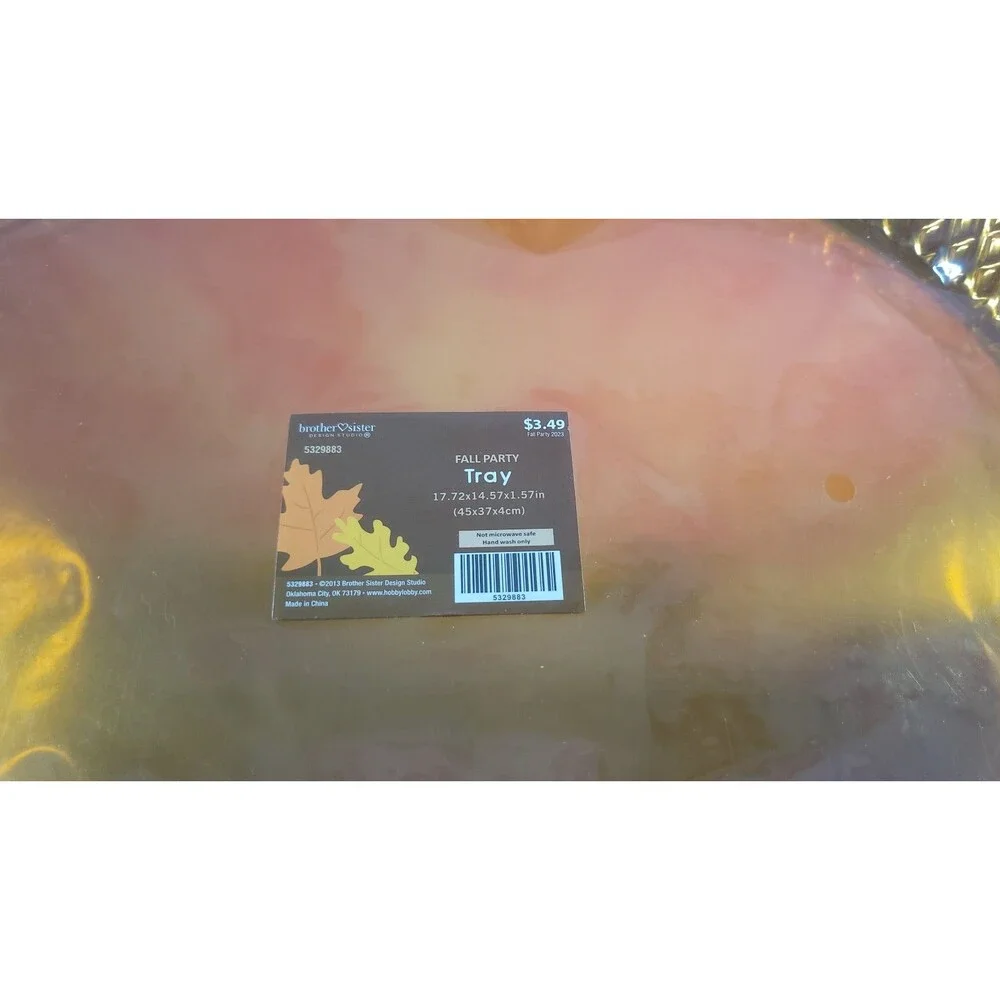 ​Hobby Lobby Fall Party 2023 Orange Metallic Oval Serving Tray Brother Sister